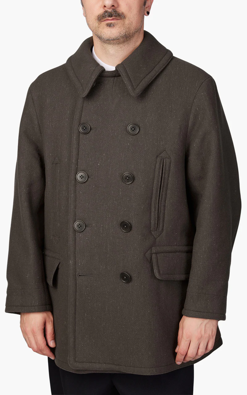 Kaptain Sunshine Pea Coat Melton Wool Loden Green - Image 3