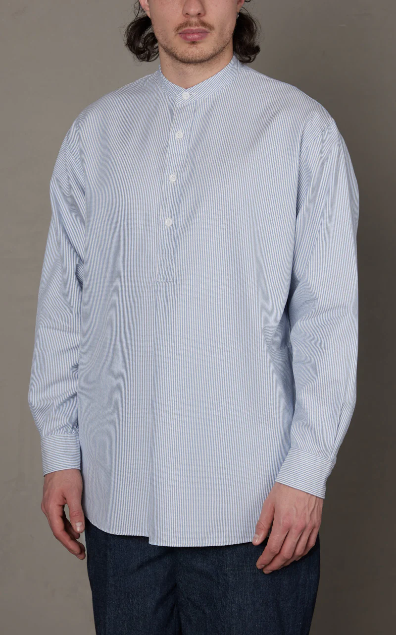 Kaptain Sunshine Pullover Shirt Blue Stripe - Image 4
