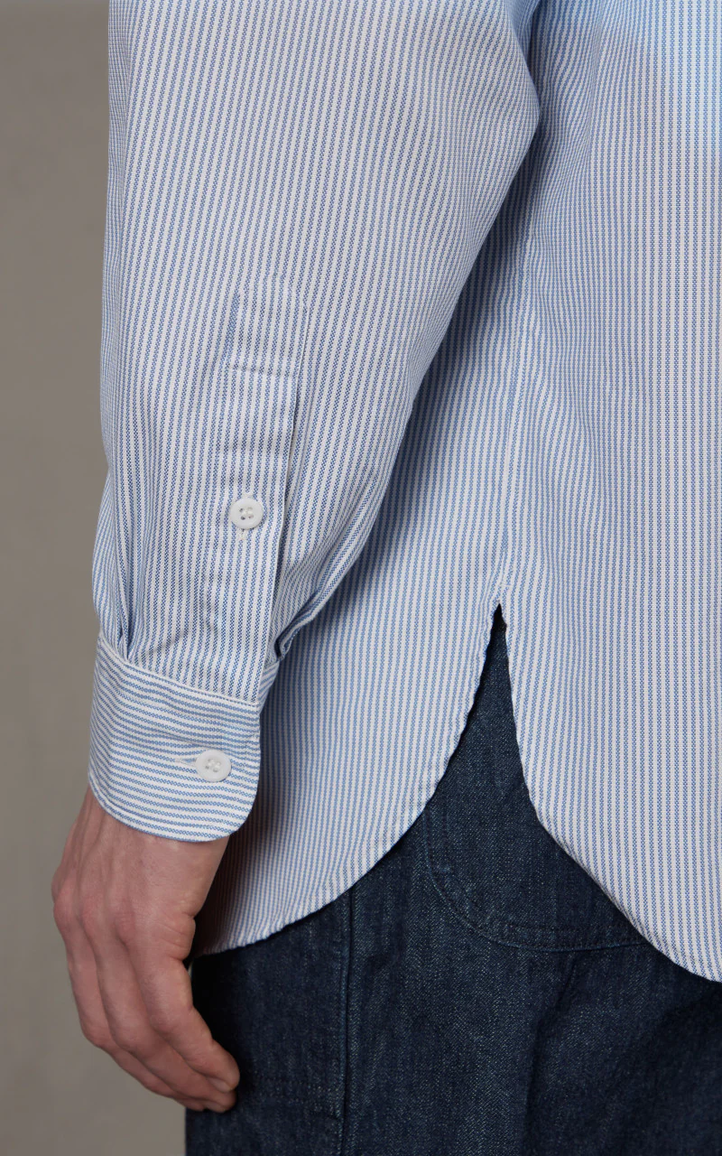 Kaptain Sunshine Pullover Shirt Blue Stripe - Image 5