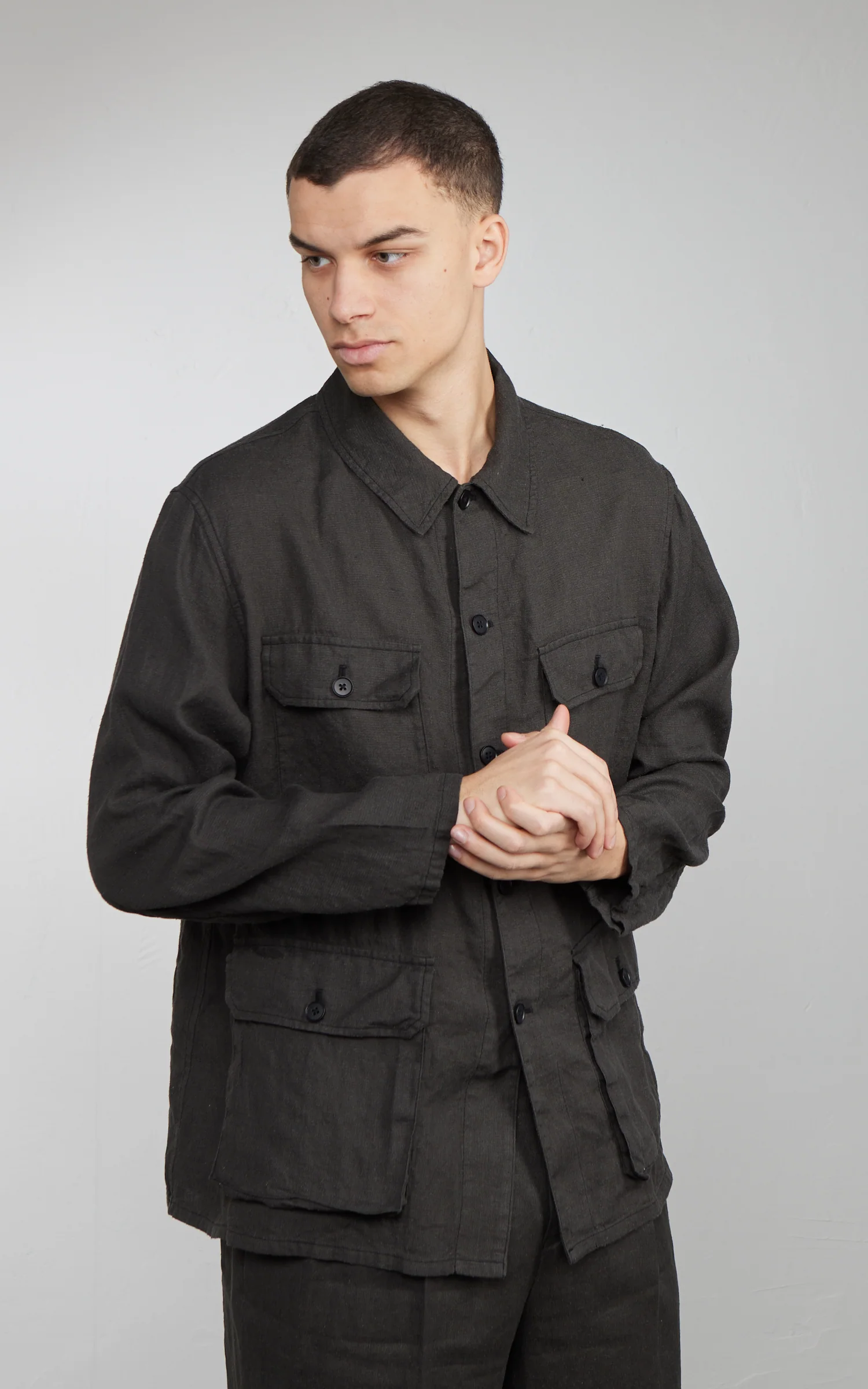 Kaptain Sunshine Safari Shirt Jacket Ink Black - Image 4
