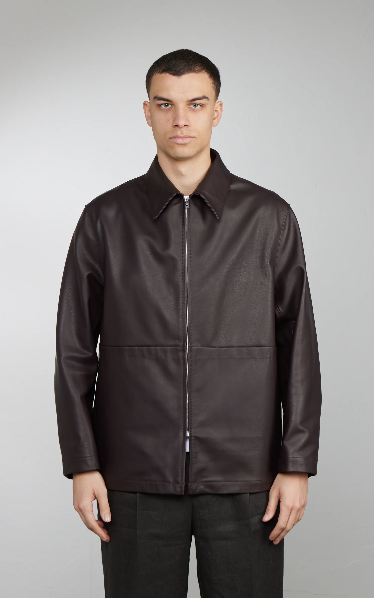 Kaptain Sunshine Sheepskin Zip Jacket Brown - Image 3