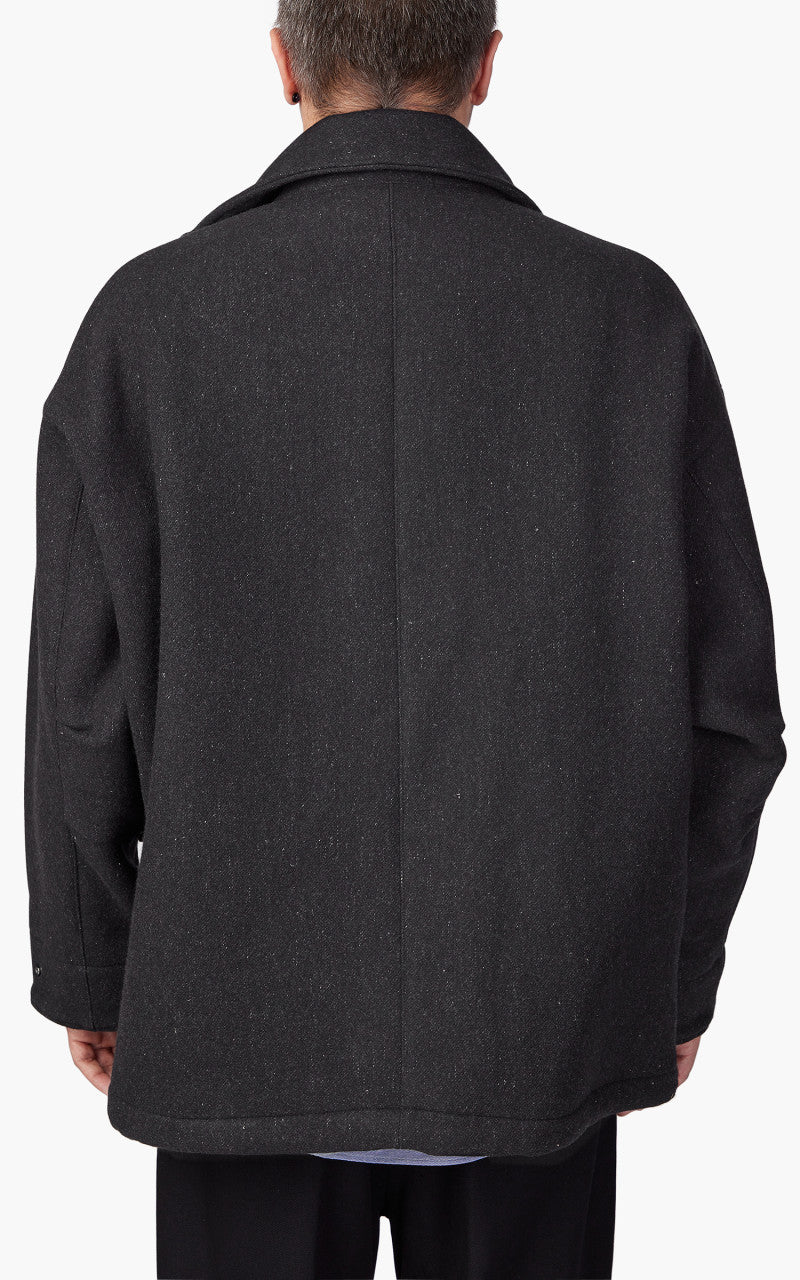 Kaptain Sunshine Short Mill Coat Melton Wool Charcoal - Image 5