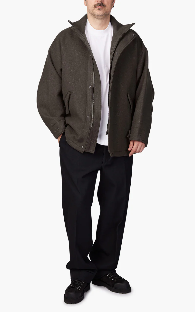 Kaptain Sunshine Short Mill Coat Melton Wool Loden Green - Image 2