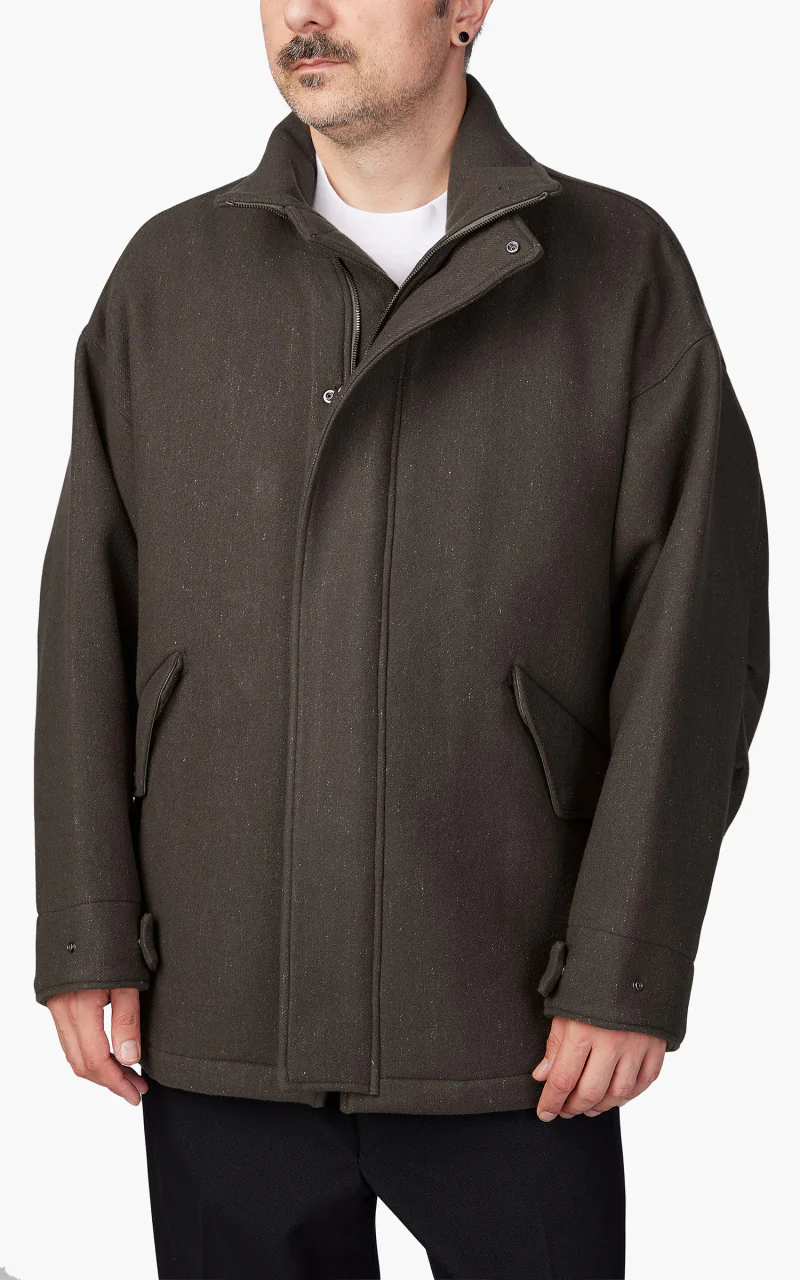 Kaptain Sunshine Short Mill Coat Melton Wool Loden Green - Image 3