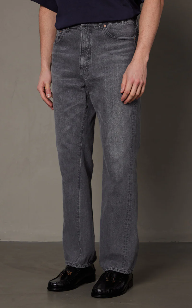 Kaptain Sunshine Skate Shoecut Denim Pants Black Vintage Wash - Image 3