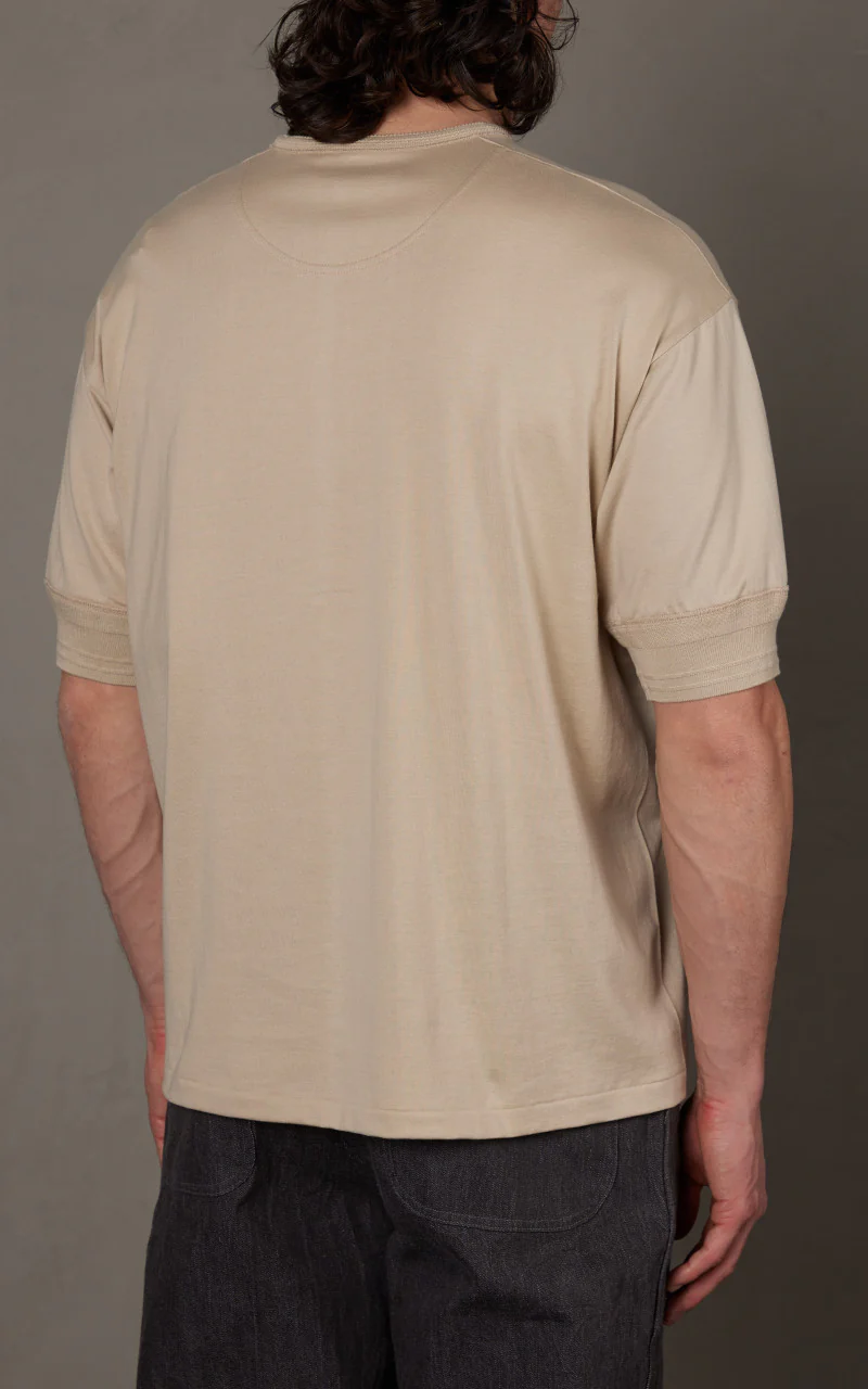 Kaptain Sunshine Suvin Supima Tube Henleyneck Tee Light Beige - Image 5