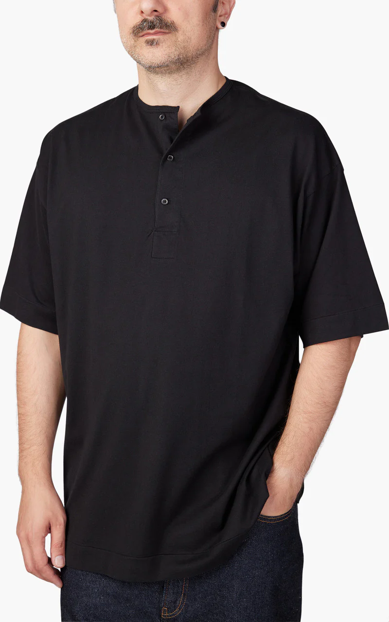 Kaptain Sunshine Suvin Supima Tube Henleyneck Tee Light Black - Image 4