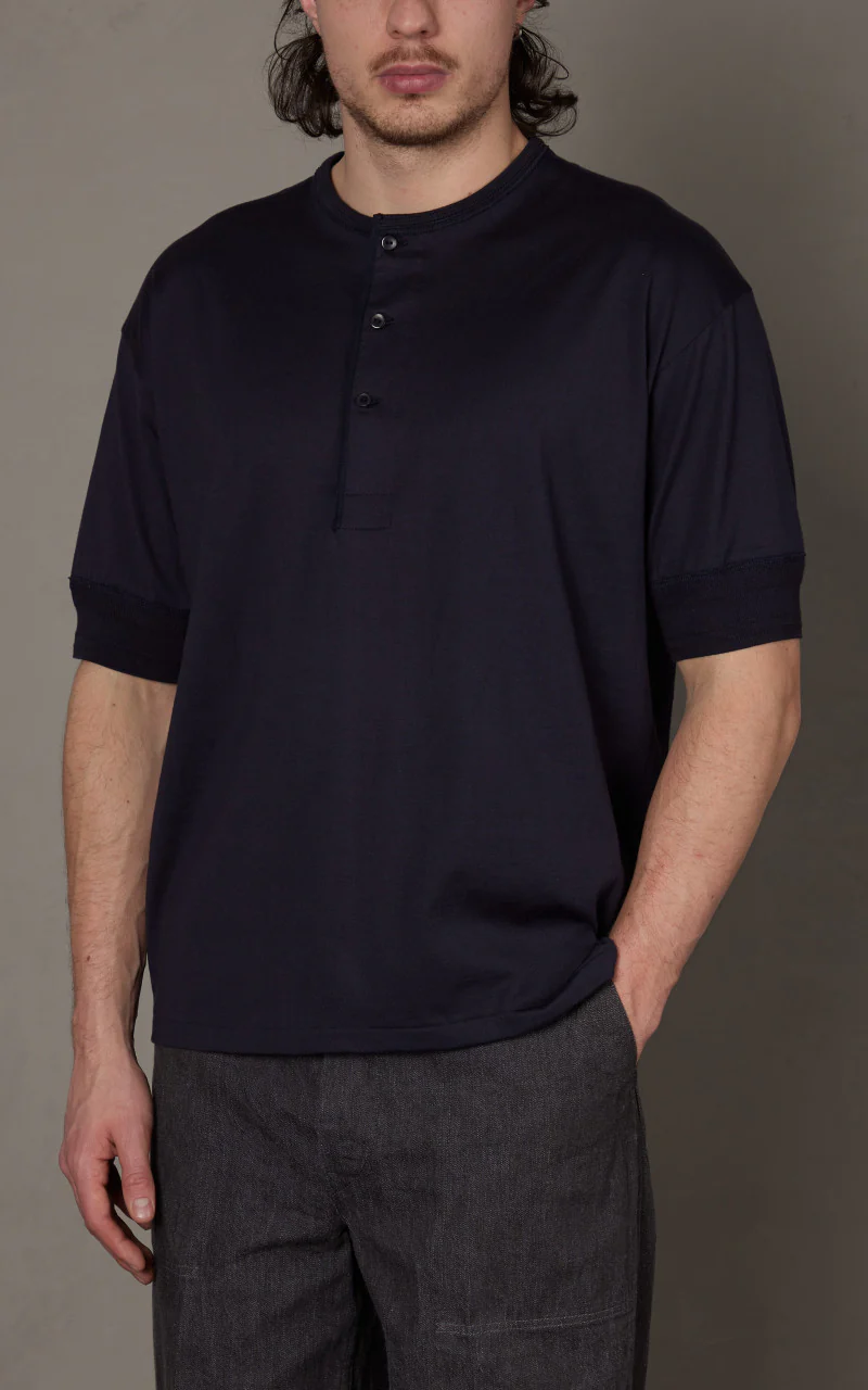 Kaptain Sunshine Suvin Supima Tube Henleyneck Tee Light Navy - Image 2