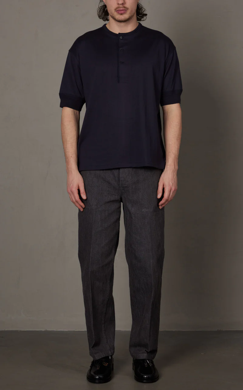 Kaptain Sunshine Suvin Supima Tube Henleyneck Tee Light Navy - Image 3