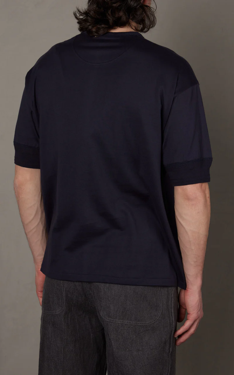 Kaptain Sunshine Suvin Supima Tube Henleyneck Tee Light Navy - Image 5