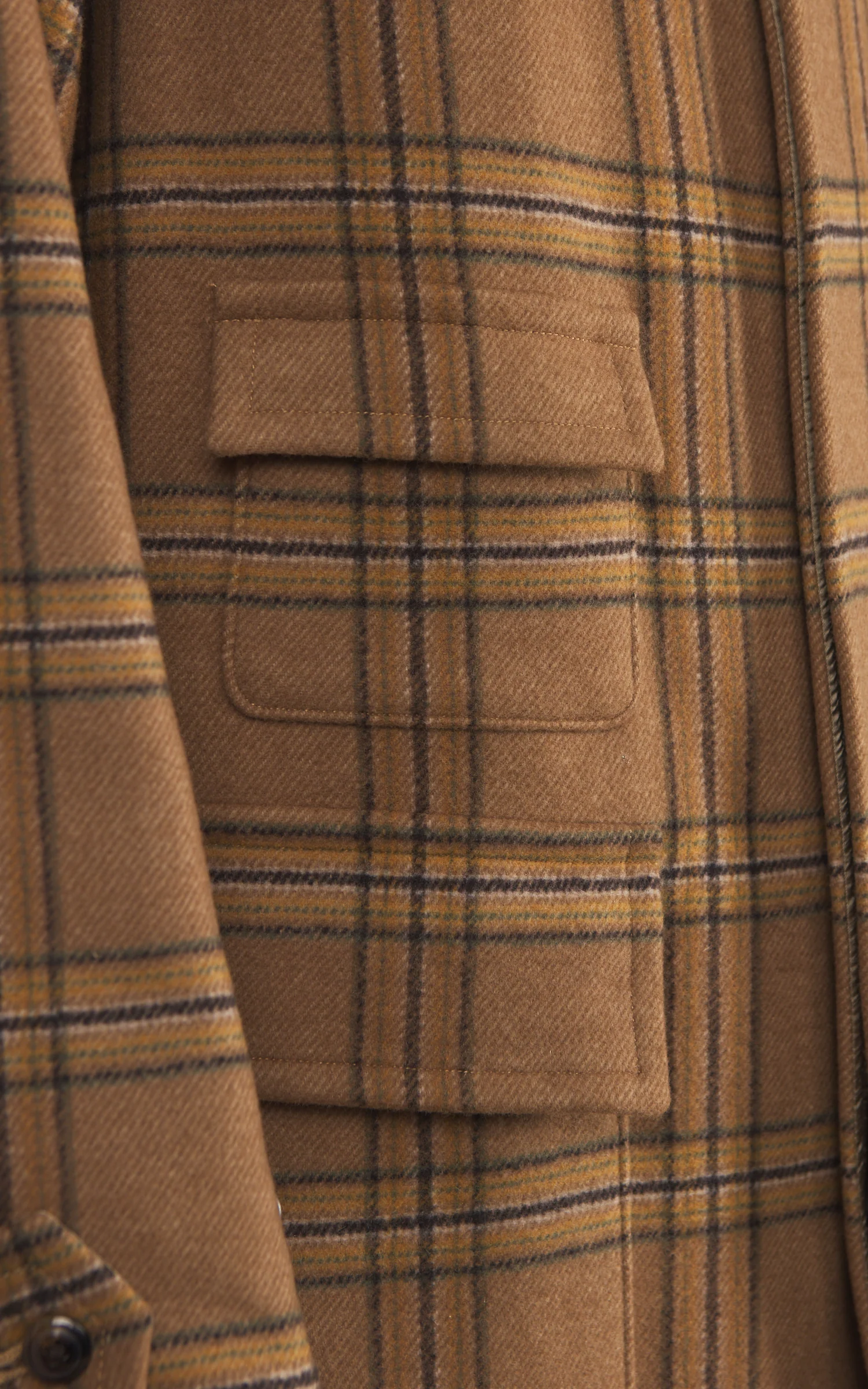 Kaptain Sunshine Traveller Coat Wool Plaid Beige - Image 5