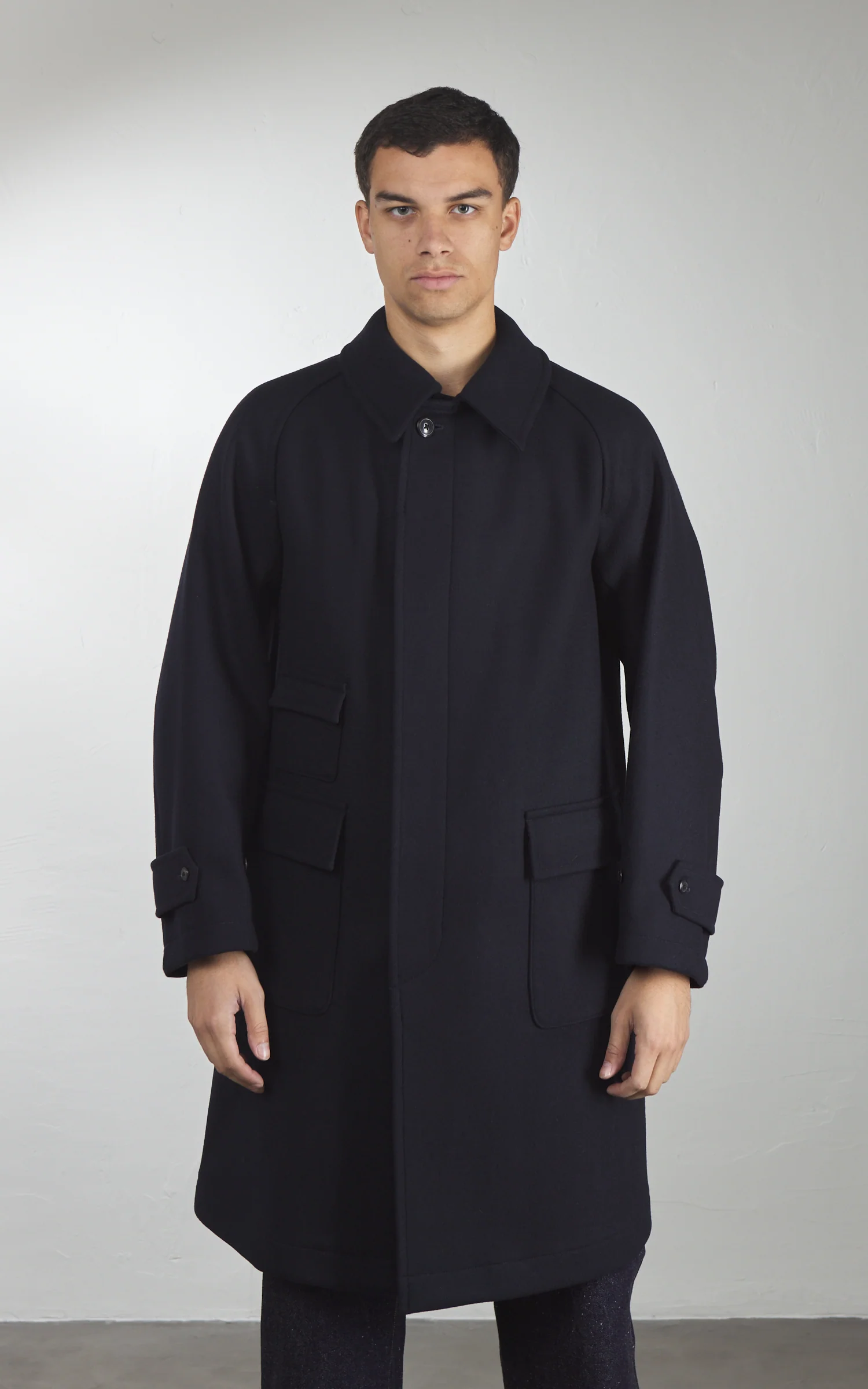 Kaptain Sunshine Traveller Coat Wool Top Navy - Image 2