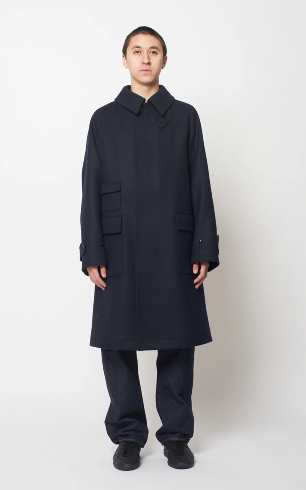 Kaptain Sunshine Traveller Coat Wool Top Navy - Image 9