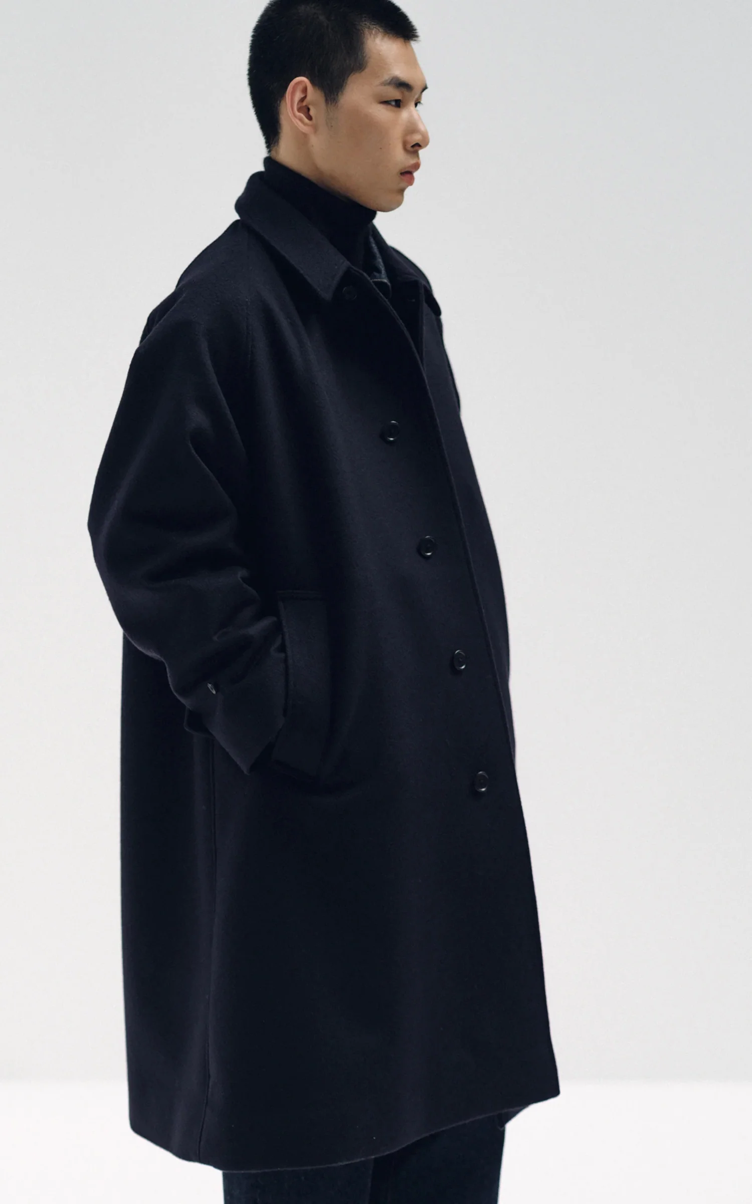 Kaptain Sunshine Walker Coat Cashmere Wool Navy - Image 10