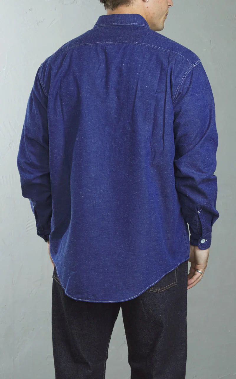Kaptain Sunshine Work Shirt Cotton/Hemp Indigo Blue - Image 6