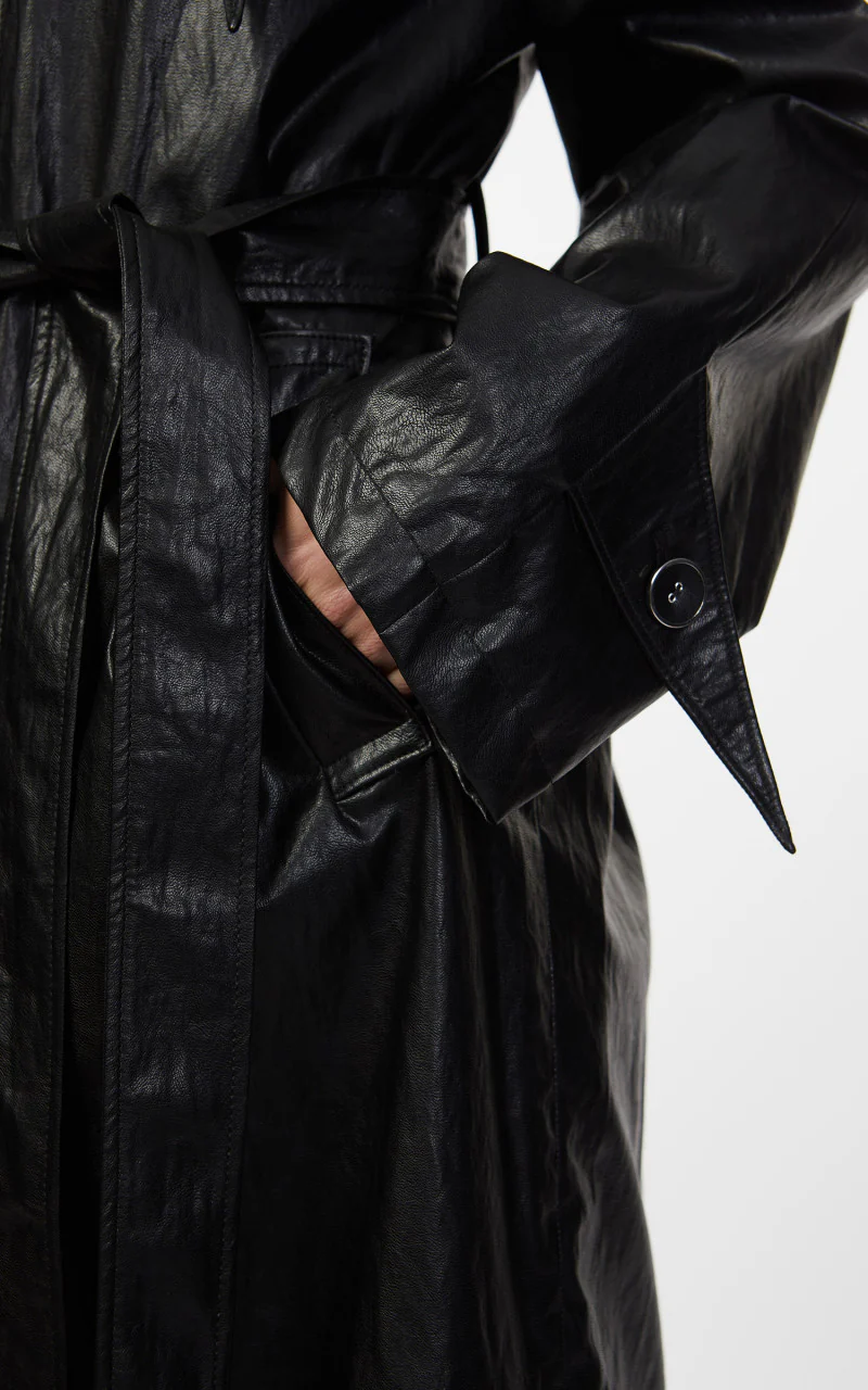 KIMHEKIM Elf Vegan Leather Trench Coat Black - Image 11