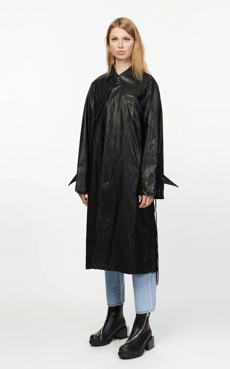 KIMHEKIM Elf Vegan Leather Trench Coat Black - Image 3