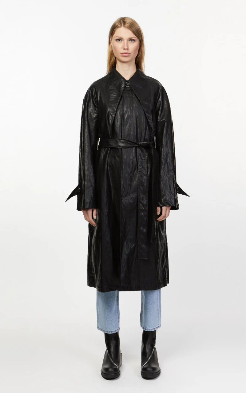 KIMHEKIM Elf Vegan Leather Trench Coat Black - Image 4
