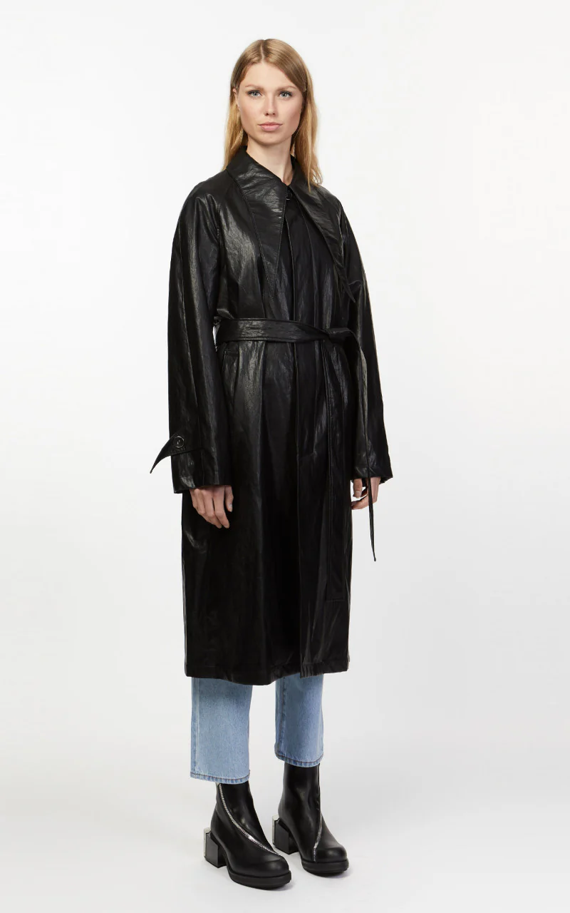 KIMHEKIM Elf Vegan Leather Trench Coat Black - Image 5