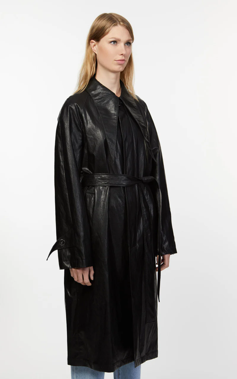 KIMHEKIM Elf Vegan Leather Trench Coat Black - Image 7
