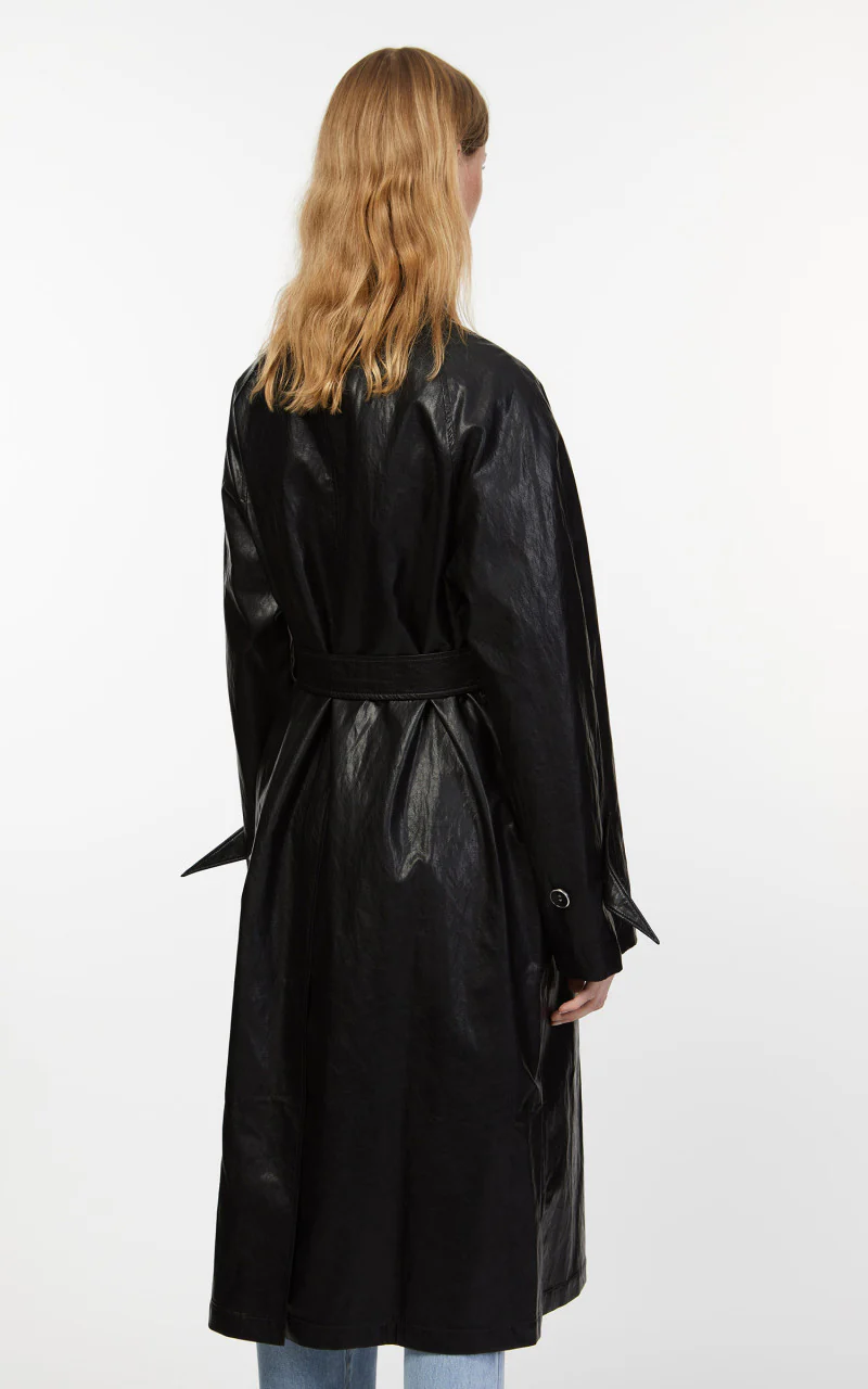 KIMHEKIM Elf Vegan Leather Trench Coat Black - Image 8