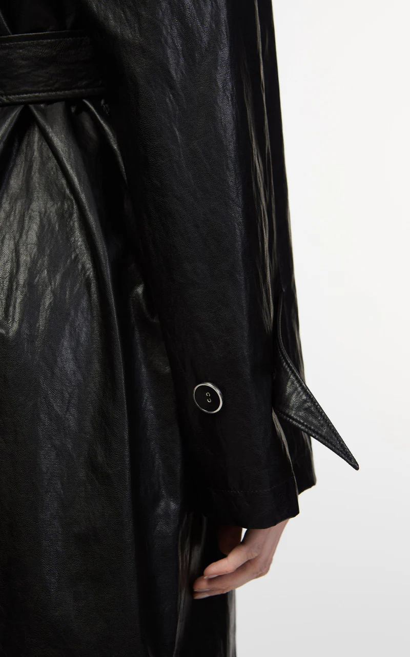 KIMHEKIM Elf Vegan Leather Trench Coat Black - Image 9