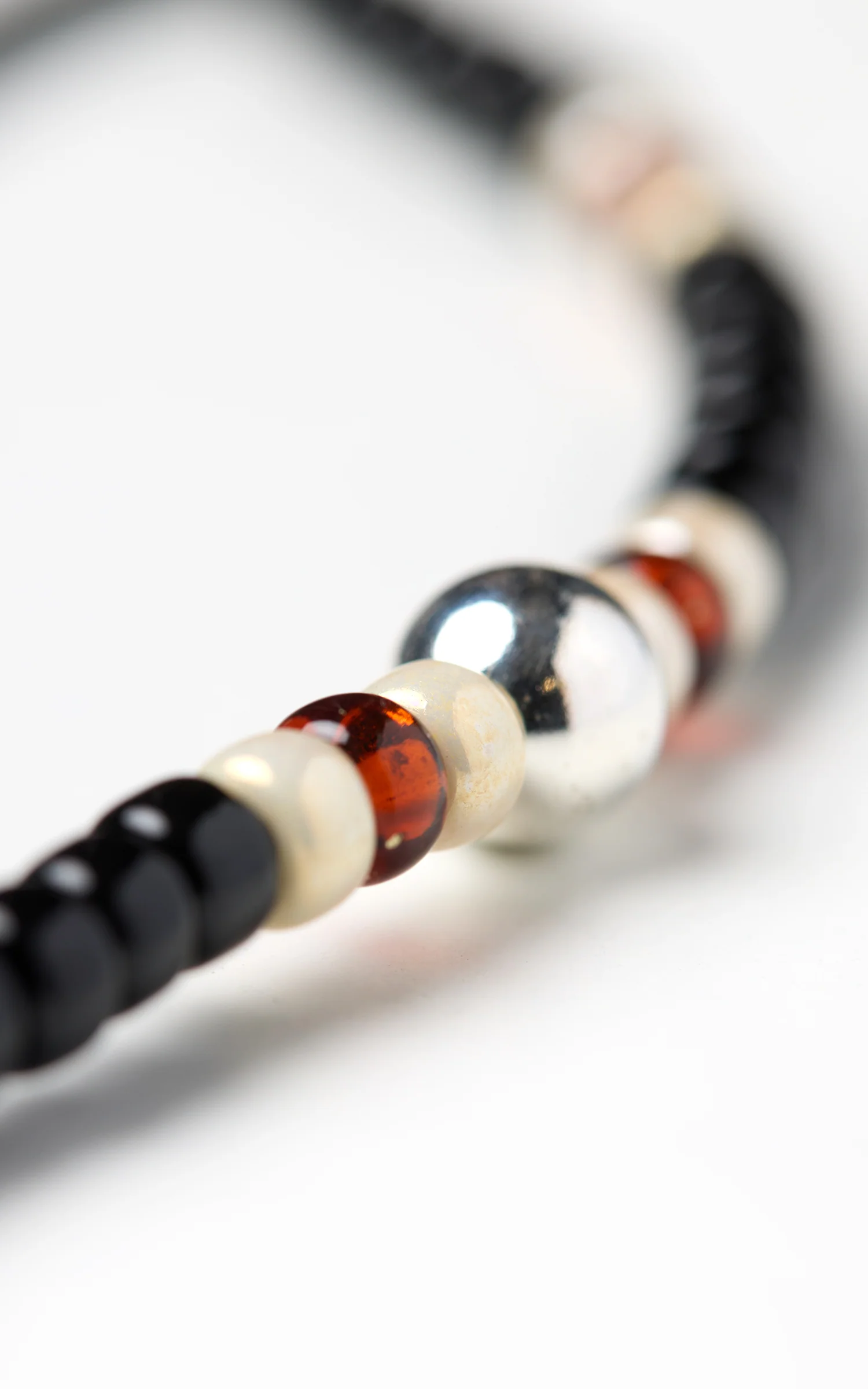 Kobashi Studio BRLS5002 Japanese Beads Bracelet Silver 925/Black/Off-White/Orange - Image 2