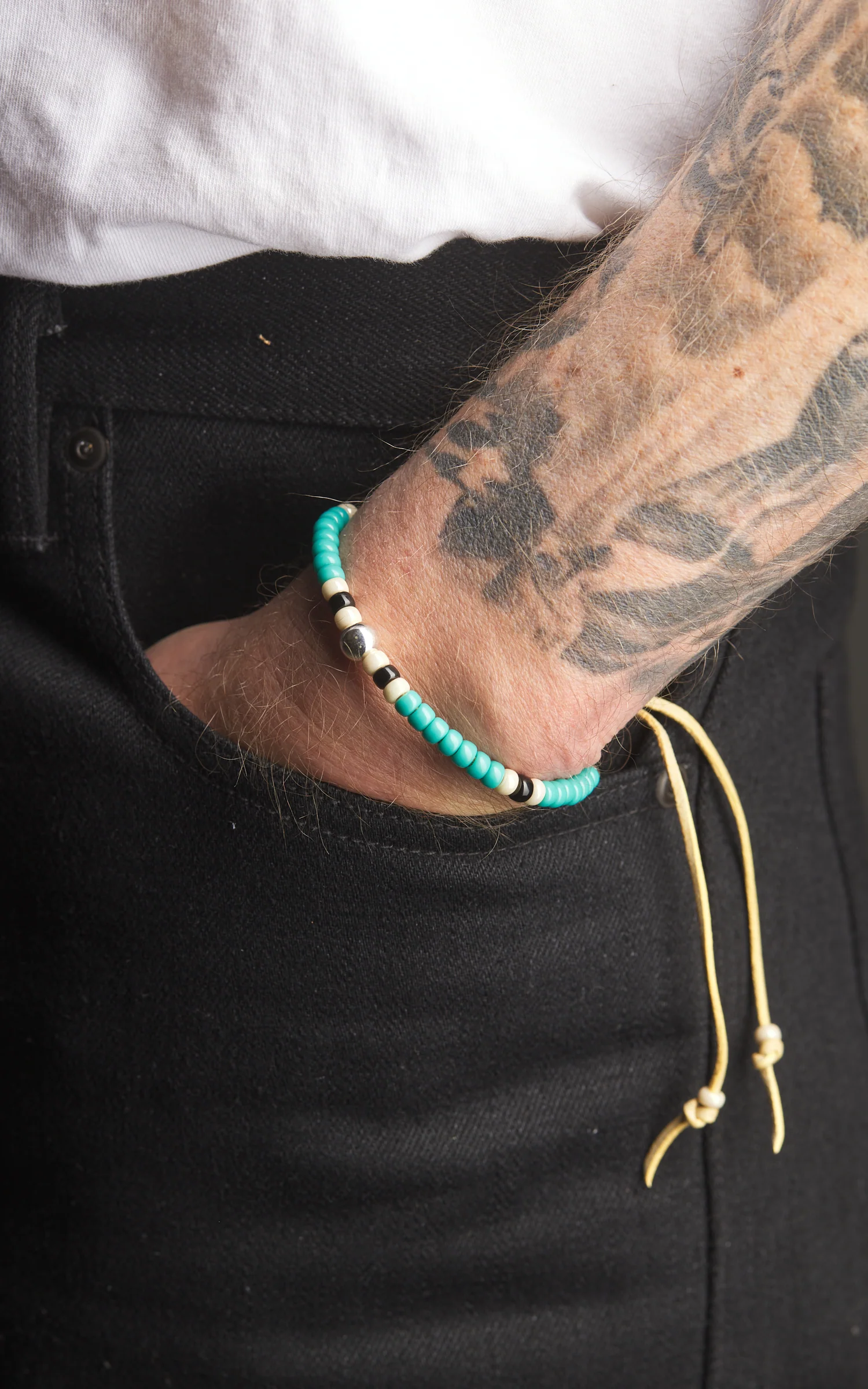 Kobashi Studio BRLS5005 Japanese Beads Bracelet Silver 925/Turquoise/Off-White/Black - Image 3
