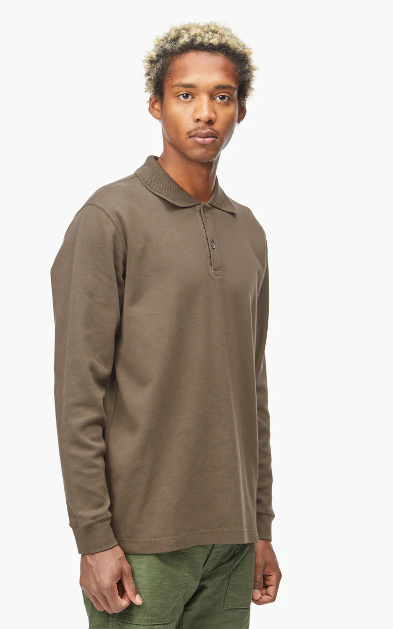 Lady White Co. Two Button Polo Longsleeve Dark Taupe - Image 5