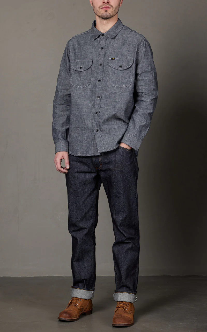 Lee 101 101 70s Shirt Dry Chambray Indigo - Image 2