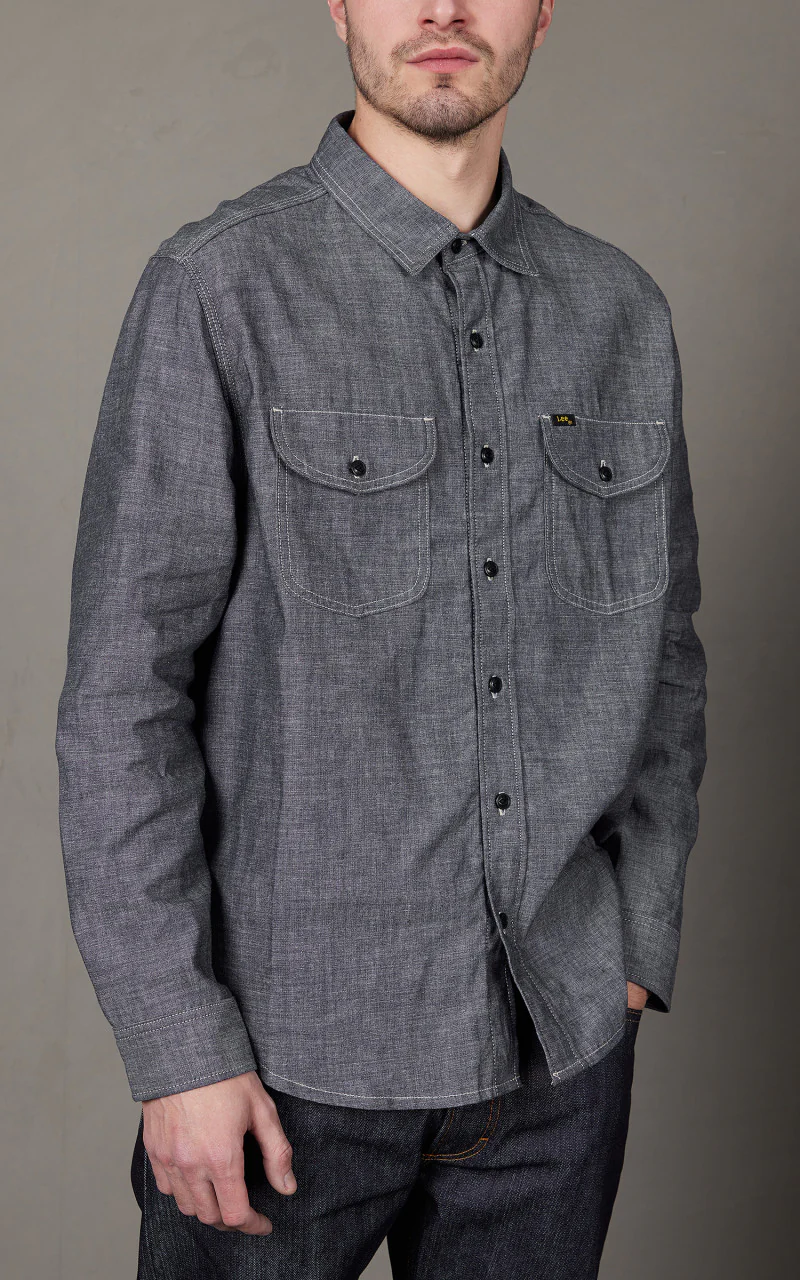 Lee 101 101 70s Shirt Dry Chambray Indigo - Image 3