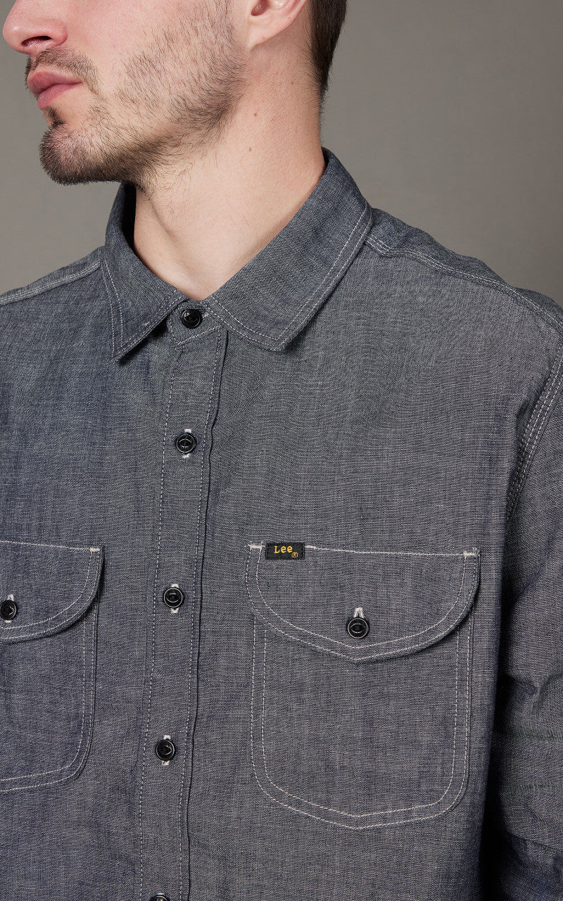 Lee 101 101 70s Shirt Dry Chambray Indigo - Image 4