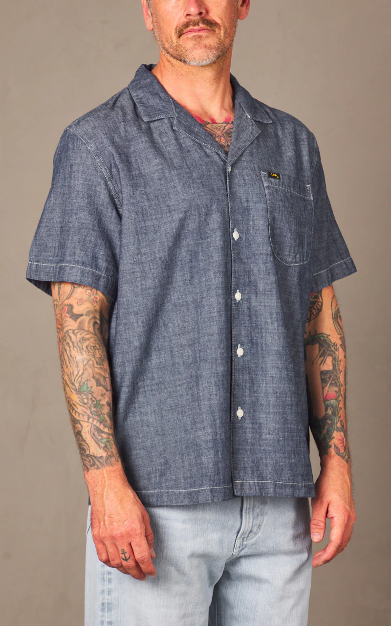Lee 101 101 Camp Shirt Selvedge Mid Indigo - Image 4
