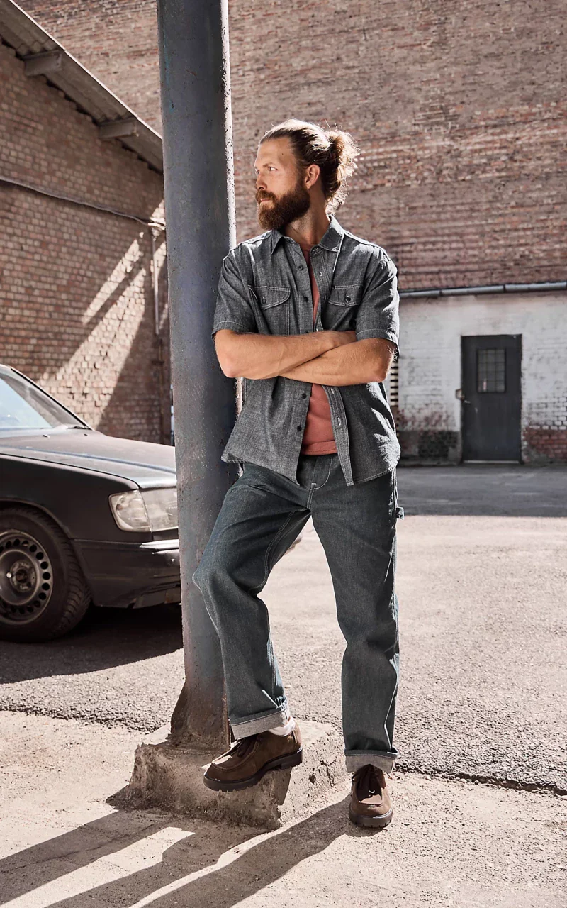 Lee 101 101 Short Sleeve Worker Shirt Rinse Chambray Blue - Image 7