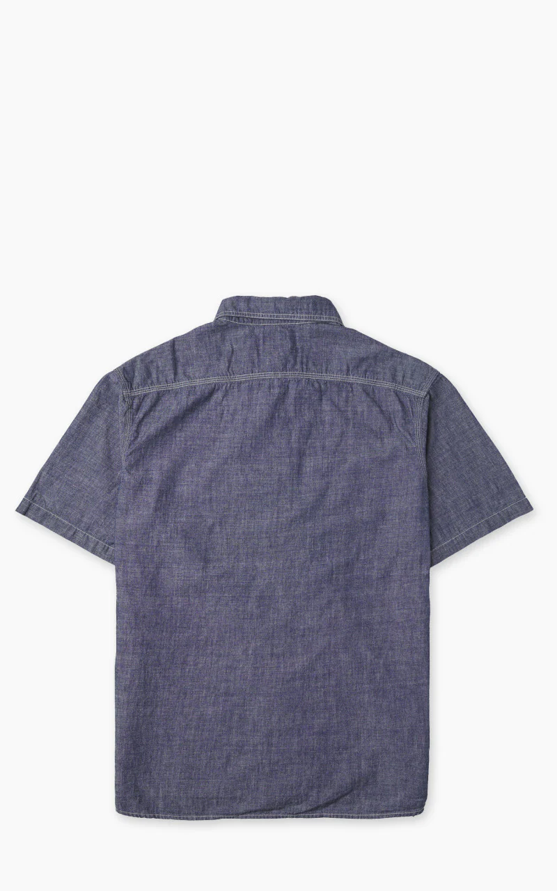 Lee 101 101 Short Sleeve Worker Shirt Rinse Chambray Blue - Image 8
