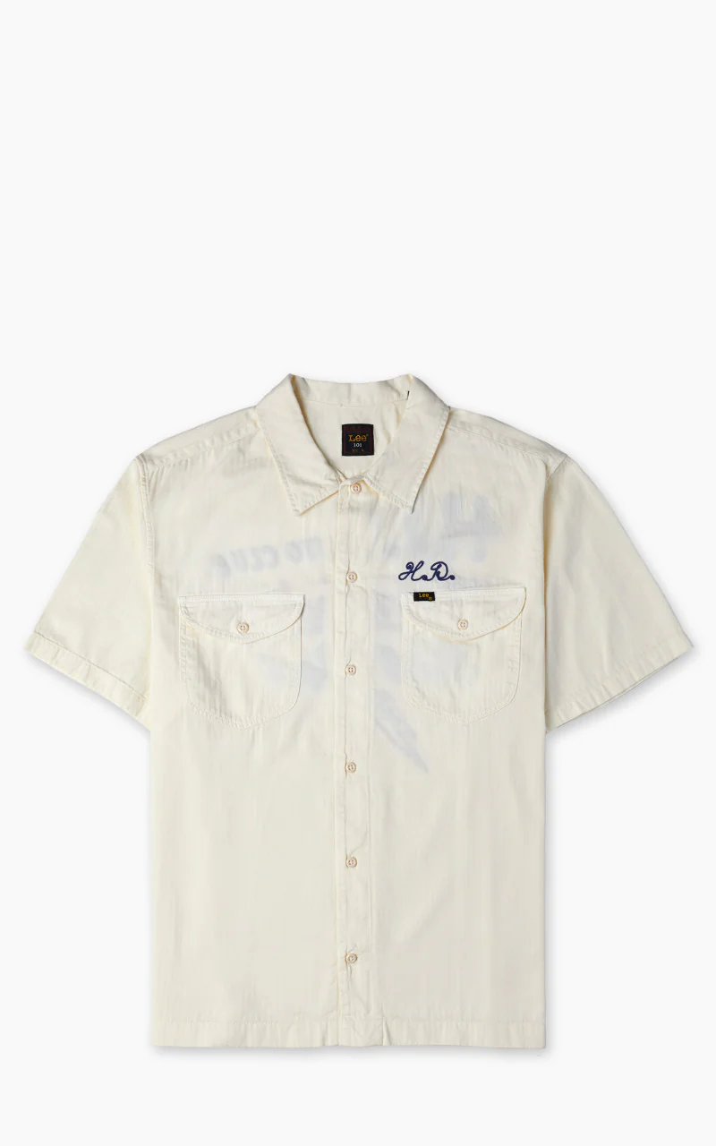 Lee 101 101 S/S Bowling Shirt Ecru - Image 2