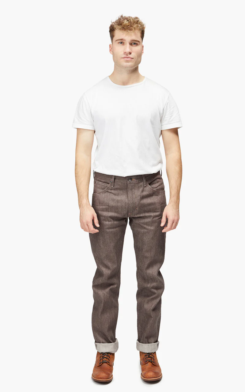 Lee 101 101 Z Jeans Dry Recycled Cotton Selvedge Brown 14oz - Image 2