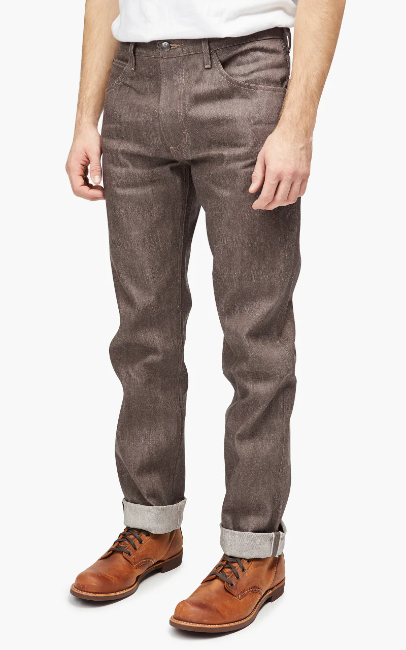 Lee 101 101 Z Jeans Dry Recycled Cotton Selvedge Brown 14oz - Image 4