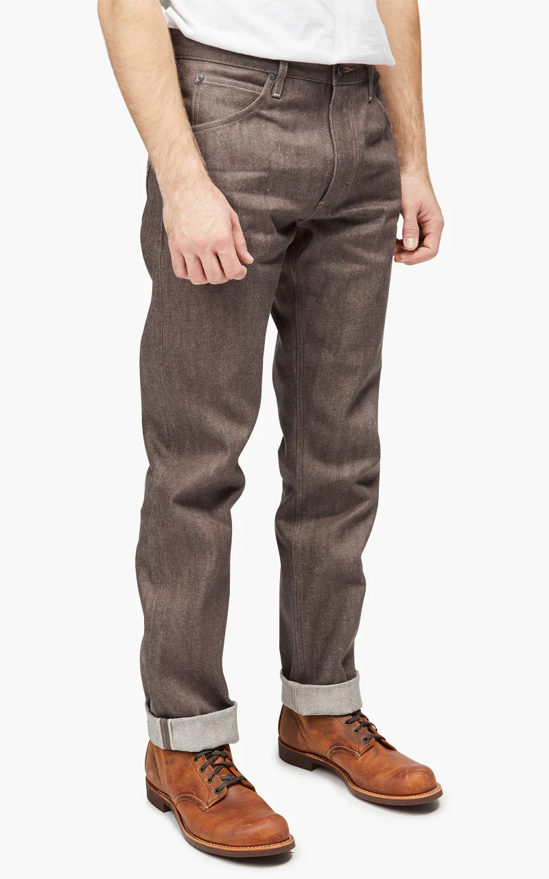 Lee 101 101 Z Jeans Dry Recycled Cotton Selvedge Brown 14oz - Image 5