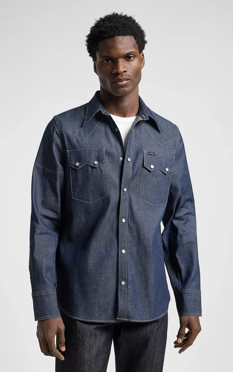 Lee 101 50s Western Shirt Dry Blue - Image 6