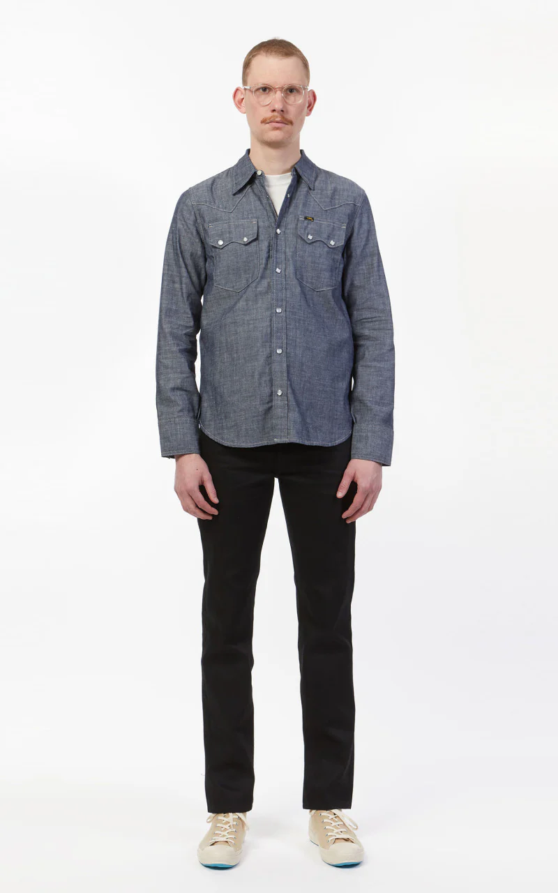 Lee 101 50s Western Shirt Dry Chambray Blue - Image 2