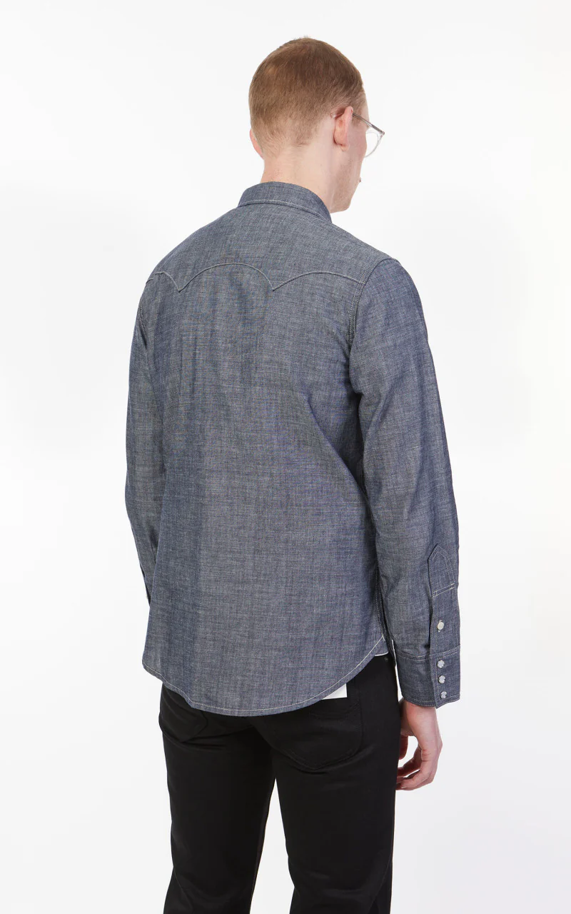 Lee 101 50s Western Shirt Dry Chambray Blue - Image 6
