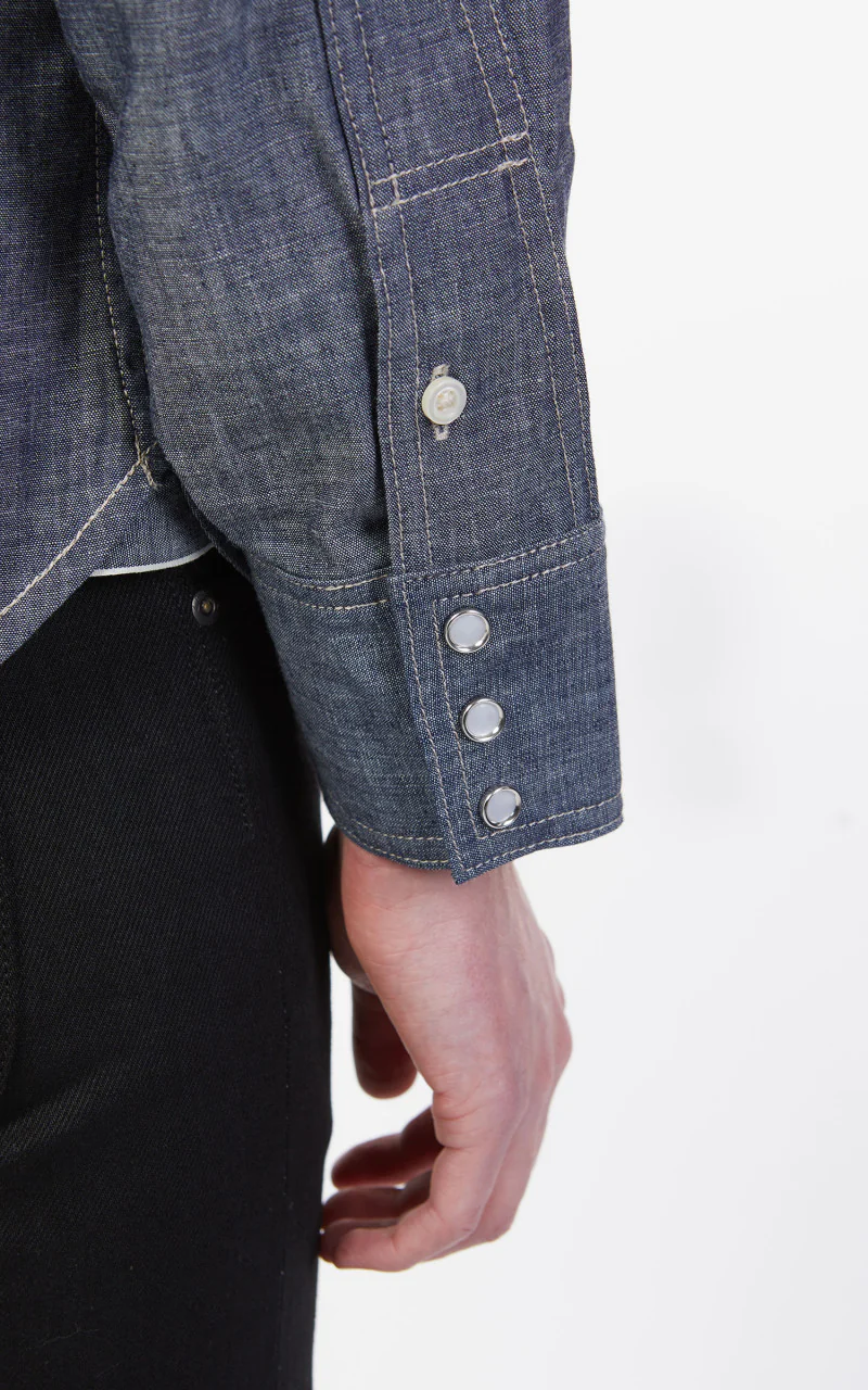 Lee 101 50s Western Shirt Dry Chambray Blue - Image 7