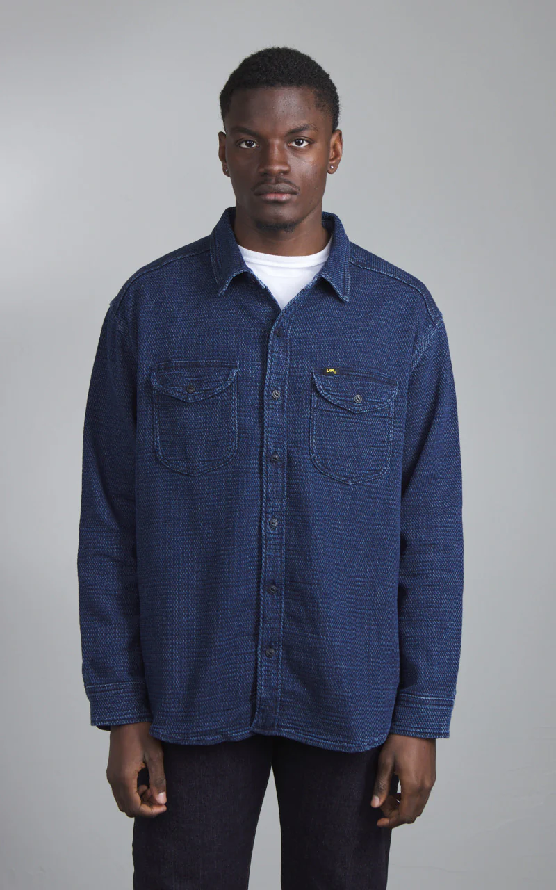 Lee 101 70s Shirt Dark Wash Denim Blue - Image 2