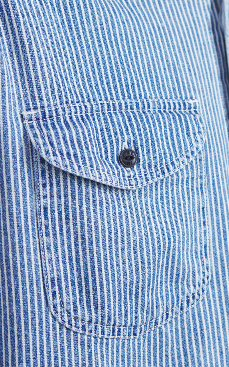 Lee 101 70s Shirt Washed Railroad Stripe Blue - Image 6