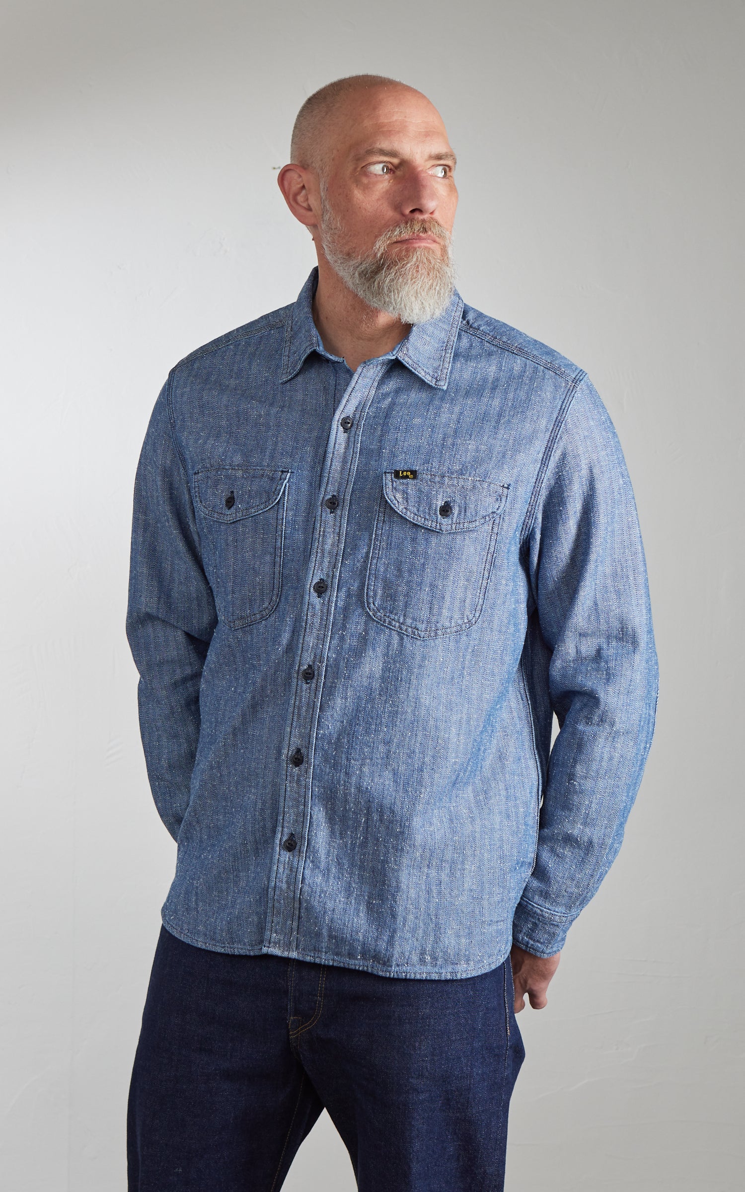 Lee 101 Heritage Workwear Shirt Dark Indigo - Image 4