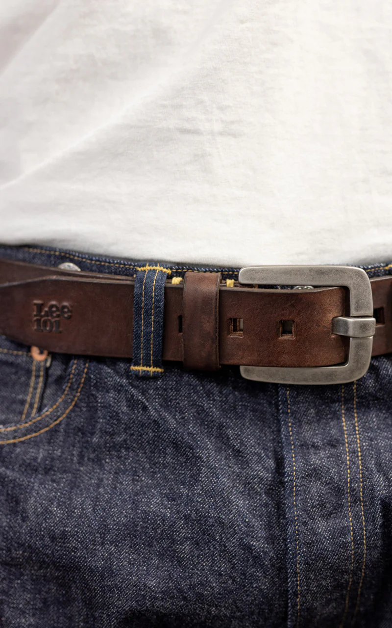 Lee 101 Leather Belt Dark Brown - Image 2