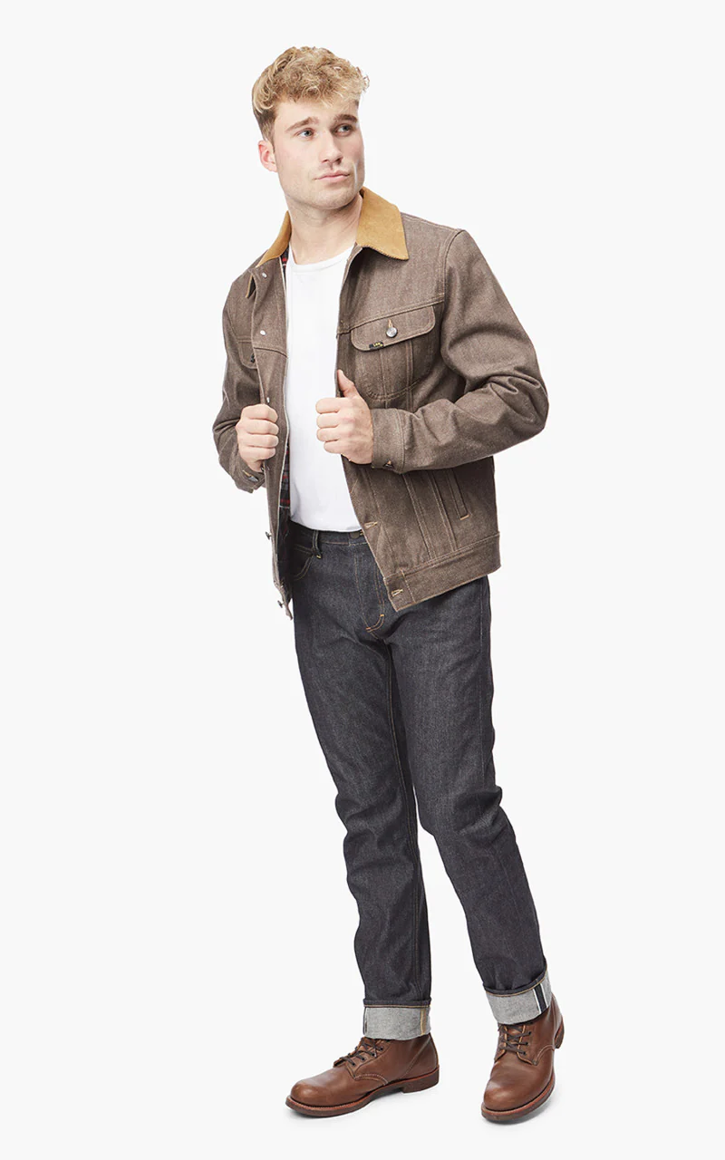 Lee 101 Storm Rider Jacket Dry Selvedge Brown Recycled 14oz - Image 4