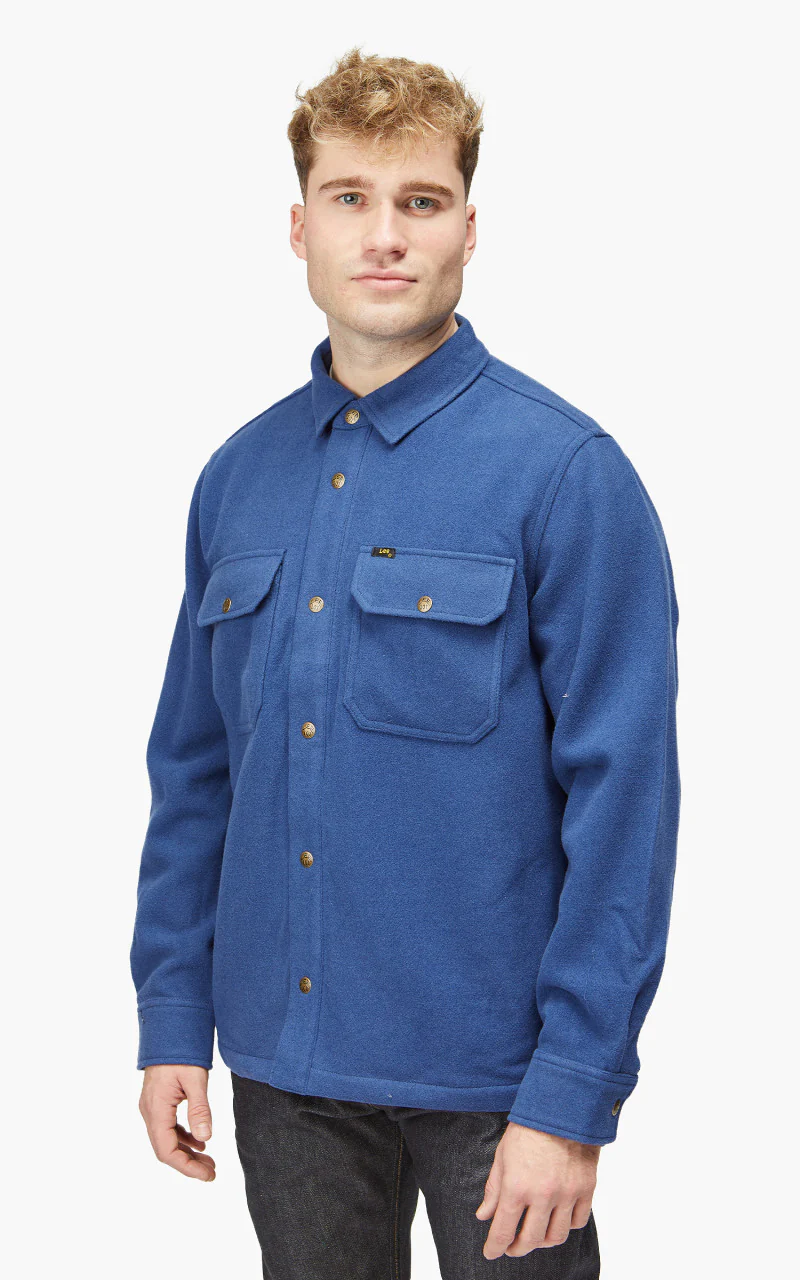 Lee 101 Wool Overshirt Lake Blue - Image 3