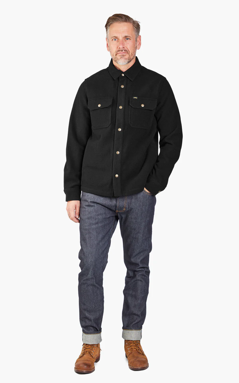 Lee 101 Wool Overshirt Washed Black - Image 2